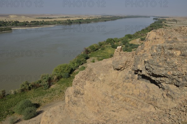Landscape at the third cataract of the Nile at Kerma, Northern, Nubia, Sudan, Africa
