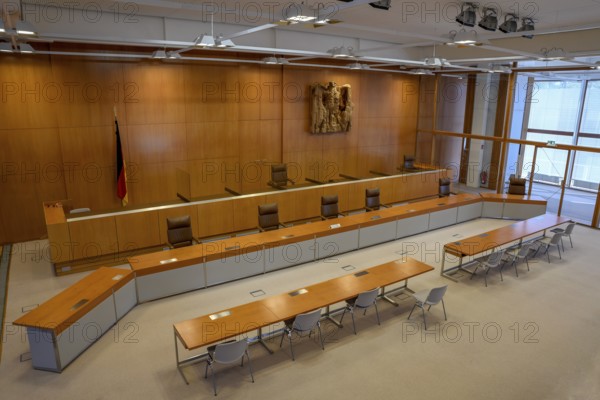 Courtroom of the Federal Constitutional Court, Karlsruhe, Baden-Württemberg, Germany, Europe