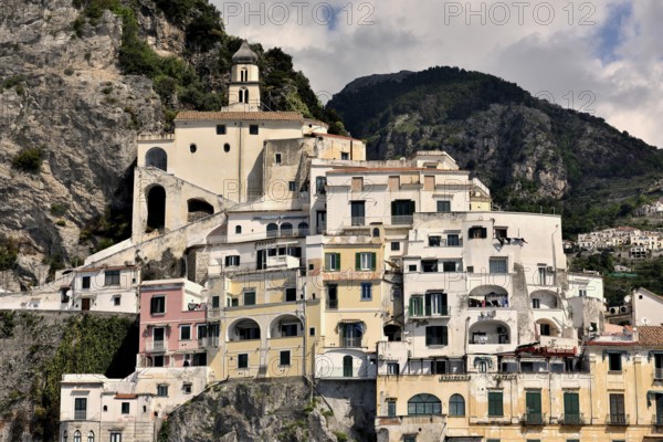 View of Amalfi, Amalfi Coast, Costiera Amalfitana, Province of Salerno, Campania, Italy, Europe