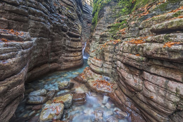 Taugl, Tauglbach flows through gorge, Tauglbachklamm, autumn, Tennengau, Bad Vigaun, Salzburger