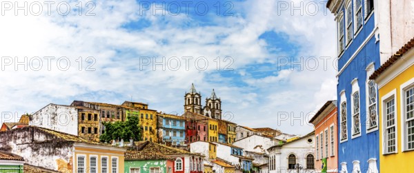 Panoramic view of the historic neighborhood of Pelourinho in the city of Salvador, Bahia, Brasil