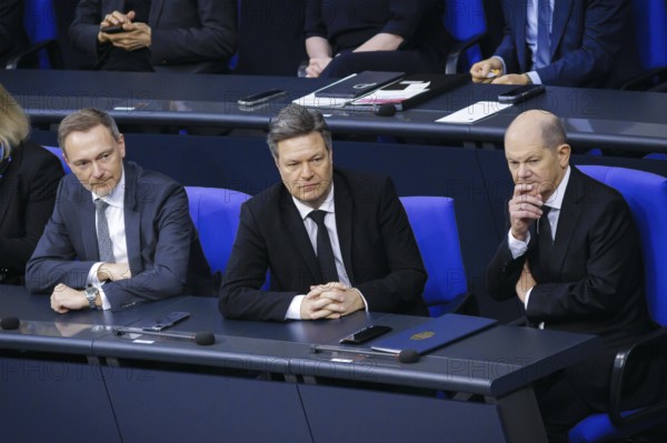 General debate in the Bundestag. (L-R) Christian Lindner (FDP), Federal Minister of Finance, Robert