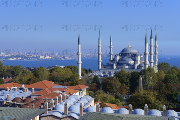 View over Sultan Ahmet Mosque, Istanbul, Turkey, Asia