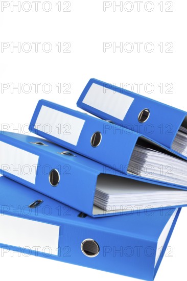 Three blue file folders, studio