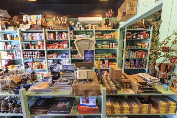 Small nostalgic grocery shop and souvenir shop, interior view, Djupivogur, East Fjords, Iceland,