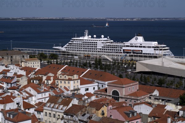 View from the viewpoint Miradouro de Santa Luzia, luxury cruise ship Silver Whisper of the Silver