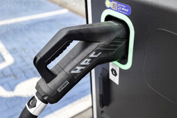 Plug for electric vehicles at an e-charging station, Berlin, 11/09/2022
