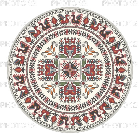 Traditional Bulgarian embroidery design element over white background