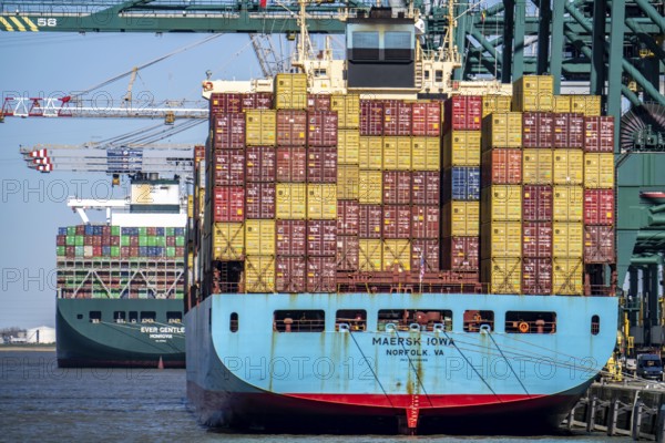 The port of Antwerp, on the Scheldt, is the second largest seaport in Europe, container port DP