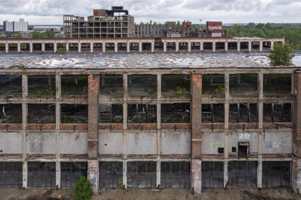 Detroit, Michigan, Detail of the old Packard auto plant. Designed by Albert Kahn and opened in