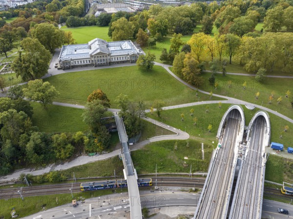 Deutsche Bahn AG's new Neckar Bridge, part of the Stuttgart 21 project. The tracks lead into the