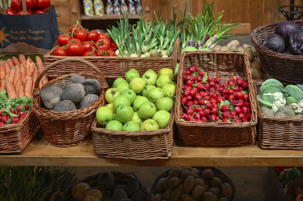 Baskets of fruit and vegetables