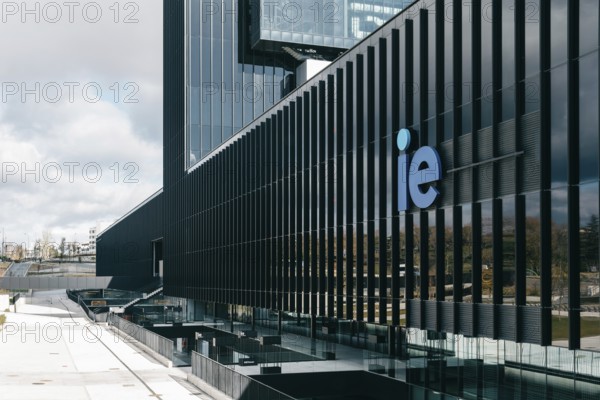 Madrid, Spain, December 5, 2021: IE University campus in Cuatro Torres Business Area. Private