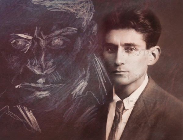 Portrait of Franz Kafka, 1883 – 1924, German-speaking Bohemian novelist, digitally edited according