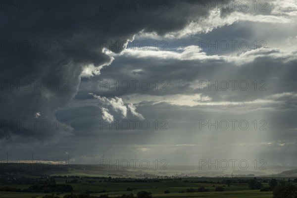 Approaching thunderstorm in the Hassberge district in Lower Franconia