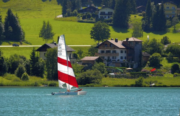 Austria, Fuschl am See, Fuschl, Lake, Catamaran, Europe