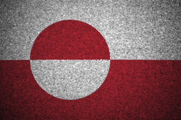 The Greenland flag painted on a cork board