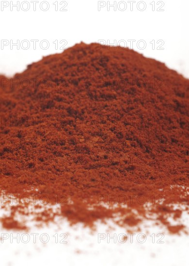 PAPRIKA POWDER AGAINST WHITE BACKGROUND
