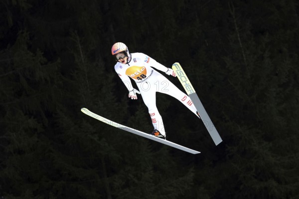Jan Hörl (SC Bischofshofen AUT) during training for the FIS Ski Jumping World Cup Neustadt