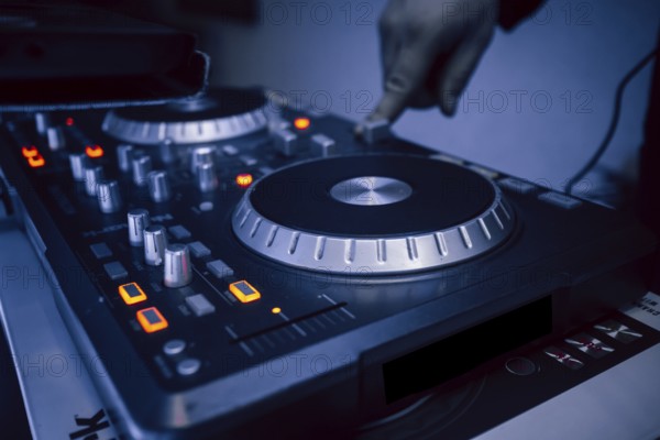 Dj console and hand, night, club