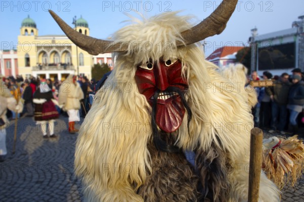 Buso on the Sunday procession of the Busojaras Spring festival 2010 Mohacs Hungary - Stock photos,