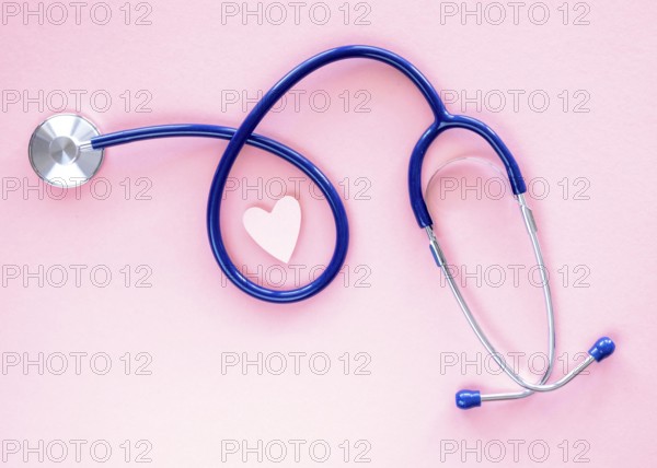 Top view stethoscope with paper heart
