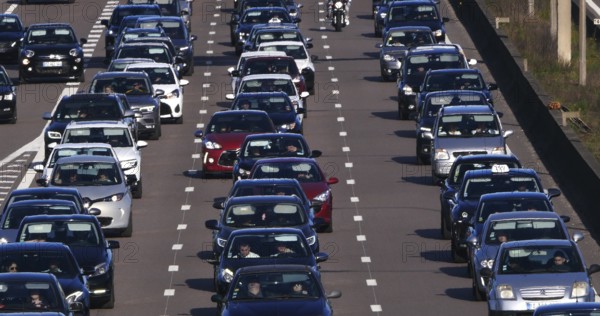 Traffic Jam on Highway A4 near Paris, Car Traffic, France, Europe
