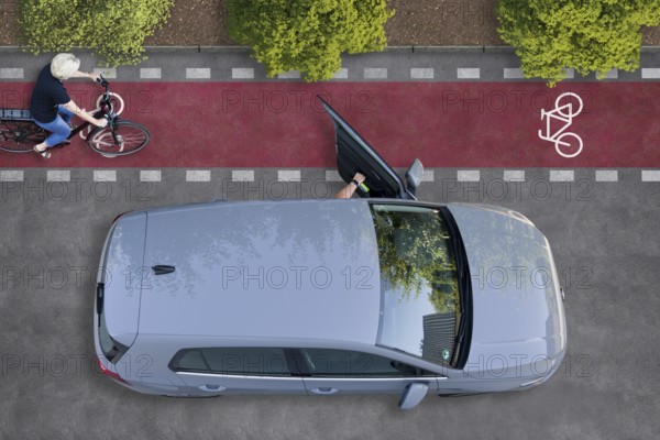 Cyclist on a collision course with an open car door