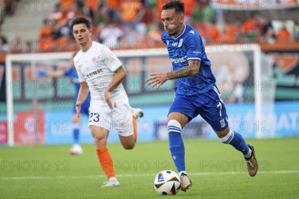 LUBIN, POLAND - AUGUST 17, 2024: Football match Polish PKO Ekstraklasa between KGHM Zaglebie Lubin