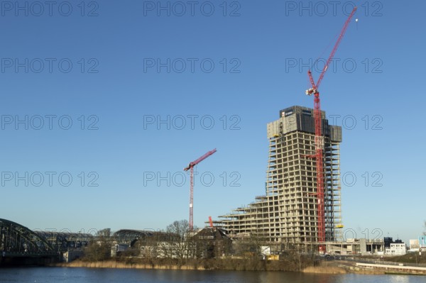 Elbtower construction project halted due to insolvency, construction site of the unfinished