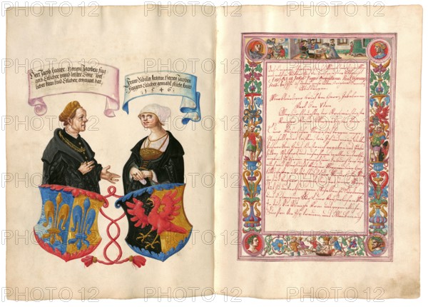 Portrait of Jakob Fugger and his wife Sybille Artzt, the Secret Book of Honors of the Fugger Family