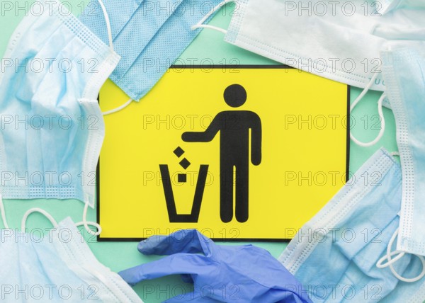 Throwing bin symbol medical masks