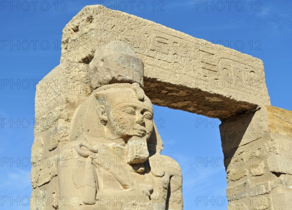 Statue of Ramses II the Great, courtyard, ancient Nubian Gerf Hussein Temple, Kalabsha Island, near