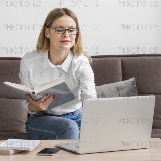 Woman doing online class
