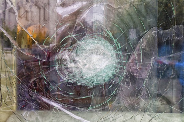 Broken window pane