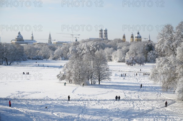 Winter in the English Garden, Munich, Bavaria, Germany, snow, Europe