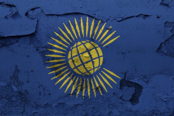 Commonwealth of Nations Flag painted on the cracked grunge concrete wall