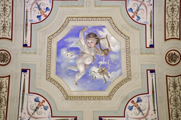 Ceiling design, Interior design, Semperoper, Dresden, Saxony, Germany, Europe, A heavenly ceiling
