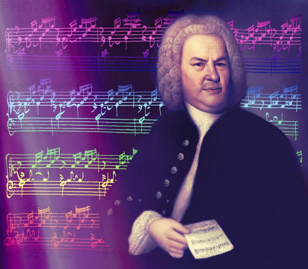 Johann Sebastian Bach, 1685, 1750, German composer, digital edited according to a painting by Elias