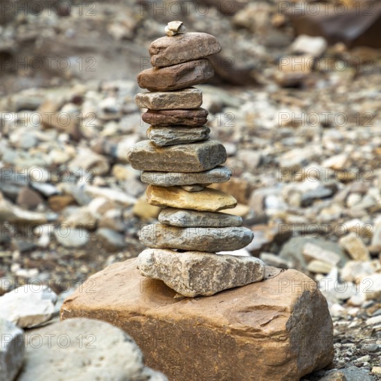 Cairns in the Bletterbach gorge near Bolzano, South Tyrol