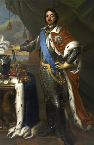 Portrait of Peter the Great, Peter I or Pyotr Alexeyevich Romanov, 1672-1725, Emperor of the