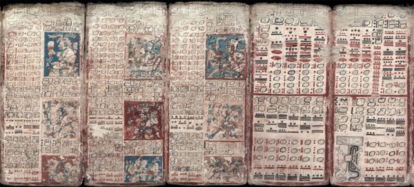 Codex Dresdensis, Mayan manuscript, 13th century, facsimile, digitally restored