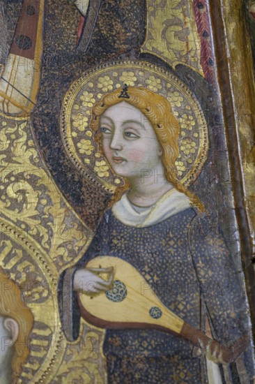 Angel with Moorish guitar, Mother of God of humility with musical angels altarpiece, Francesc
