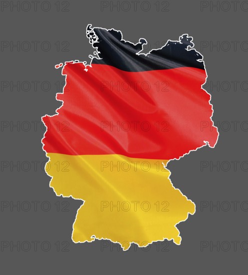 Map, outline of Germany designed with national flag