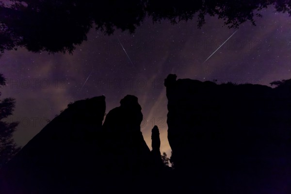 Pereids over Saxon Switzerland. Hercules Pillars in the Bielatal, the striking rock formations