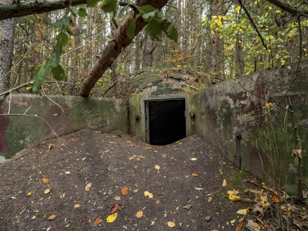 Entrance to a former personnel bunker on the Großer Seeberg in Seebergen near Gotha, where a