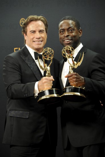 John Travolta and Sterling K. Brown at the 68th Annual Primetime Emmy Awards, Press Room held at