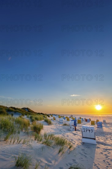 Sunset at the beach on Juist, East Frisian Islands, Germany, Europe
