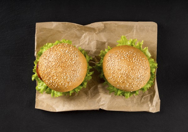 Top view burgers paper