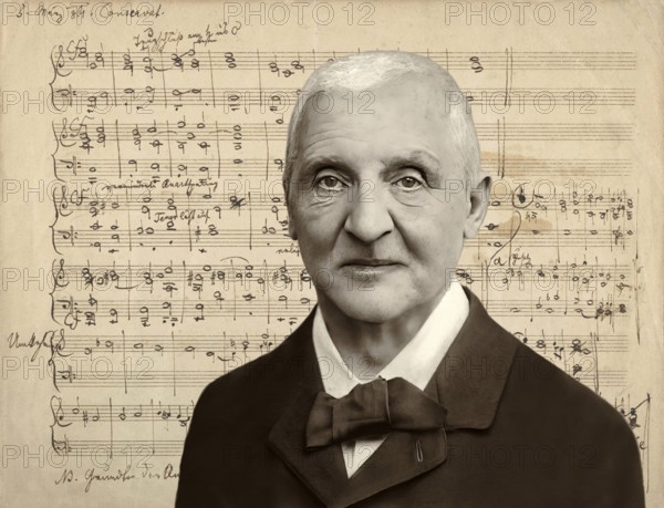 Portrait of Josef Anton Bruckner, 1824 – 1896, Austrian composer and organist, digital edited